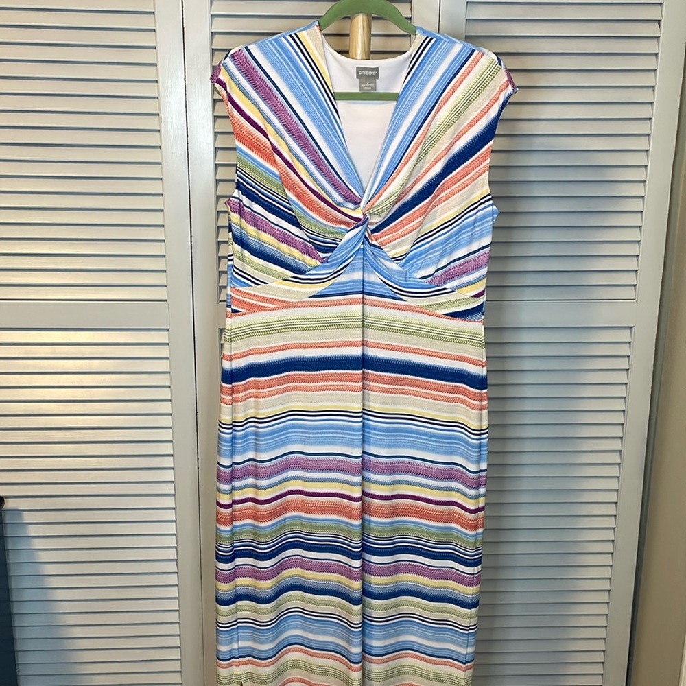 EUC Chico’s Colorful Striped Maxi Dress - Chico’d Sz 2 or 12-14